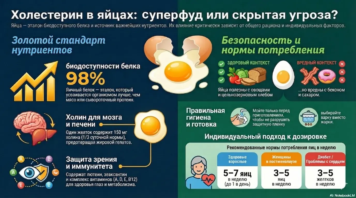 Инфографика: холестерин в яйцах: суперфоуд или скрытая угроза?