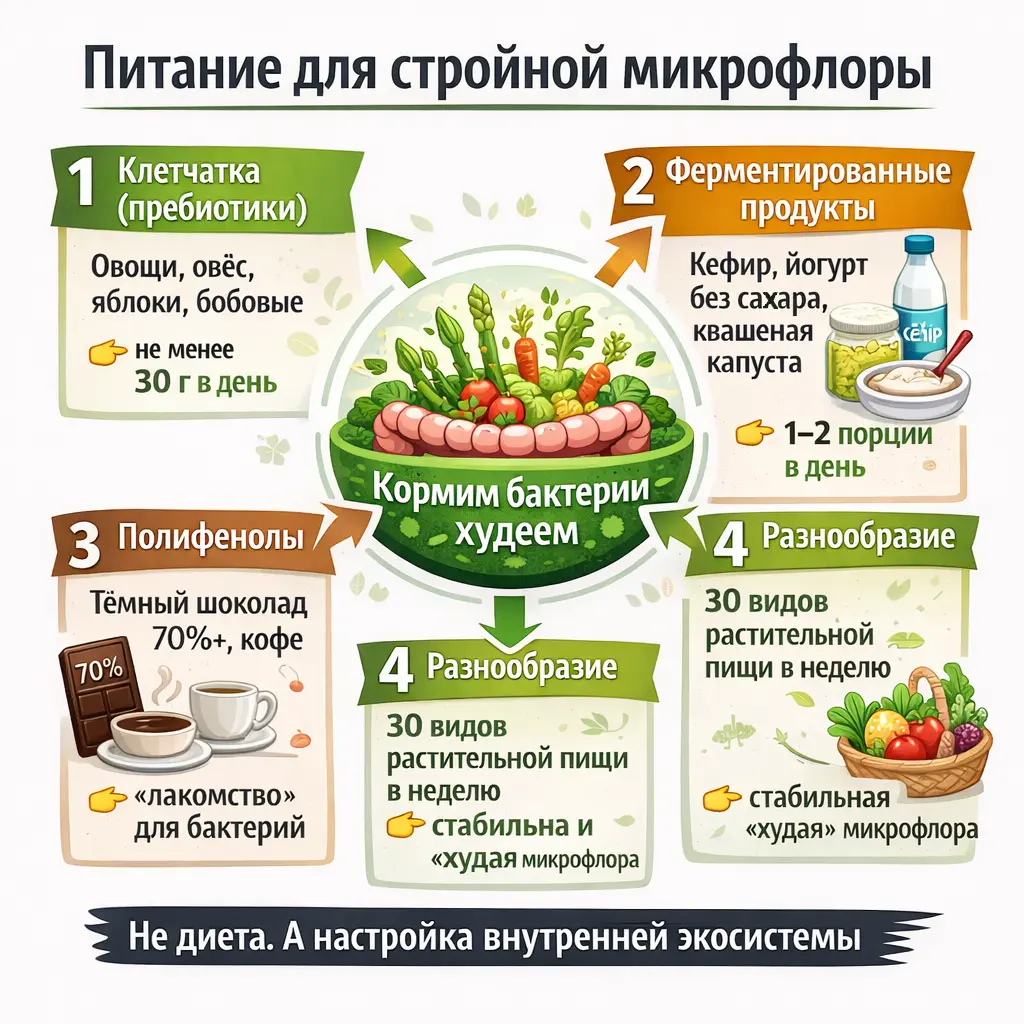 Инфографика: Питание для стройной микрофлоры